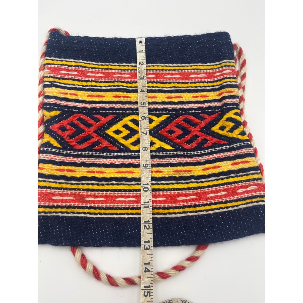 Vintage 70's Handmade in Greece Crossbody Bag Bold Geometric Boho Tassel - Picture 6 of 7